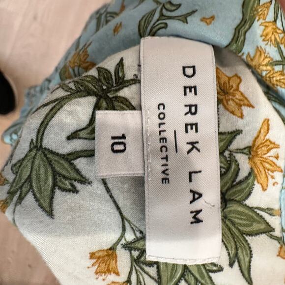 Derek Lam Blue Floral Button Up Shirt Size 10 Challis Vacation Designer $300 - Picture 13 of 13